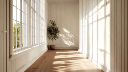 Obraz premium Sunlit Interior Corridor: A Serene Space