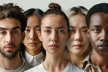 Diverse group of individuals showcasing unity and shared human experience, emphasizing connection and collaboration.