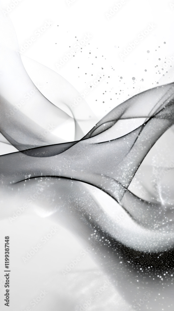 Aufkleber monochrome wavy pattern swirling with glittering particles, graphic design element for digital media