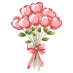 Obraz premium Romantic heart-shaped pink balloon bouquet celebration event festive atmosphere close-up view love concept