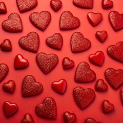 Obraz premium red hearts on a red background