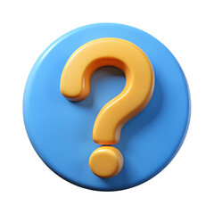 Naklejka premium Question sign 3d render. Interface button isolated on white. Plastic cartoon style