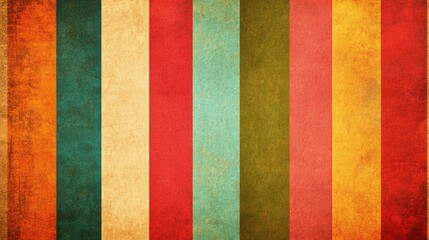 Fototapeta premium Vibrant Vintage Striped Background in Rich Blue, Red, Green, and Yellow Tones Ideal for Artistic Projects with Substantial Copy Space