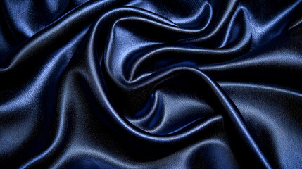 Fototapeta premium Midnight Blue Silk Fabric Texture: Elegant Drapery and Luxurious Waves