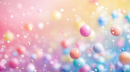 Vibrant Candy Balloons in Soft Focus Against a Gradient Colorful Background