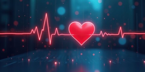Heart rate visualization digital health monitoring graphic design modern technology abstract concept
