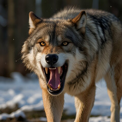 Fototapeta premium wolf are roaring ai image