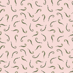 Fern leaf shoots seamless pattern. Featuring delicate fern fronds in a repeating design. Perfect for wallpaper, fabric, wrapping, packaging, stationery, crafts, and room decor.