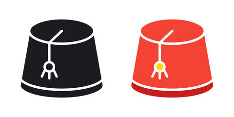 Fez hat icon in black and color style