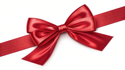 A vibrant red satin ribbon bow, elegantly tied, creates a festive and celebratory mood, perfect for adding a touch of sophistication to any design.