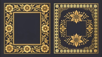 Obraz premium Elegant Gold Floral Frame Designs for Invitations and Decorations