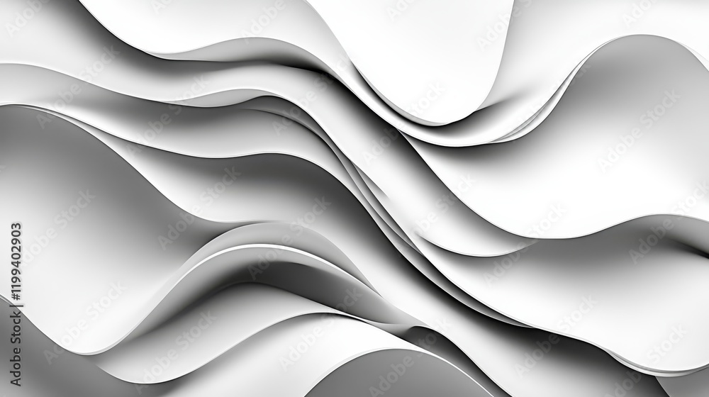 Poster Abstract grayscale wavy paper texture background.