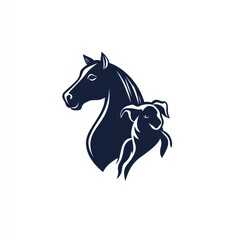 Obraz premium Graphic of a horse and dog on a plain background, possibly for a logo or design