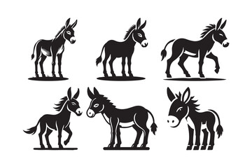  donkey silhouette illustration logo isolated on a white background