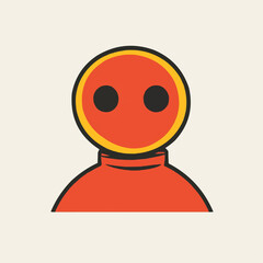 Abstract Red Figure with Circular Head. Vector Image