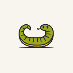 Obraz premium Cartoon Green Worm Illustration Vector Graphic. Vector Image