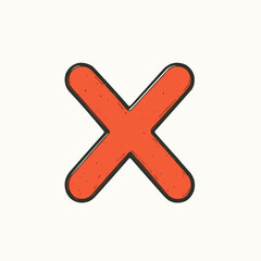 Obraz premium Hand drawn red X mark symbol icon illustration. Vector Image