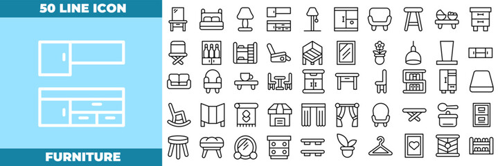 Furniture Line Editable Icons set