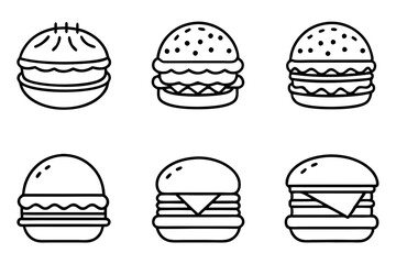 Burger Line Art Vector Bundle