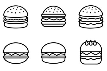 Burger Line Art Vector Bundle
