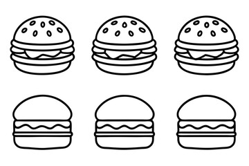 Burger Line Art Vector Bundle