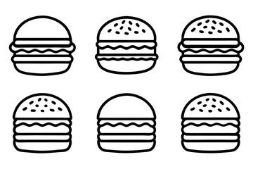 Burger Line Art Vector Bundle