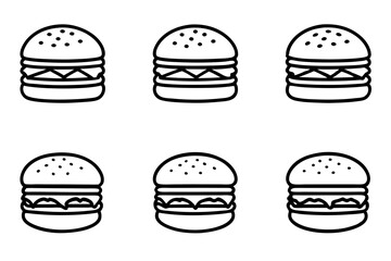 Burger Line Art Vector Bundle