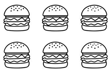 Burger Line Art Vector Bundle