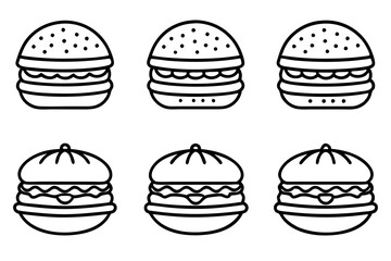 Burger Line Art Vector Bundle