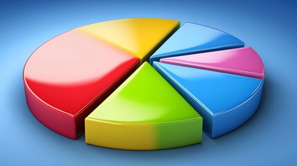 Obraz premium Colorful 3D Pie Chart Data Visualization Graphic for Business Presentation