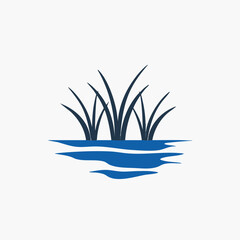 Water Plants and Rippling Water Surface. Vector Image