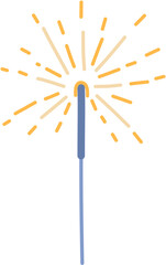 Birthday party decoration element. Childish flat hand drawn vector illustration isolated on white background. Sparkler