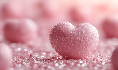 Fototapeta premium Pink heart, glitter, bokeh, Valentine's, love, romantic