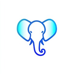 Stylized elephant icon with blue gradient outline on a white background, for graphic designs