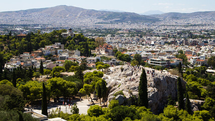 amazing ancient Athens in Greece panorama at sunny day