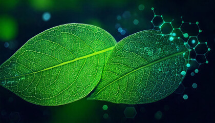 Living green leaf in agricultural research, showcasing biology and chemistry with scientific data for plant growth.