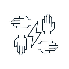 Team power, energy. Group cooperation. Concept of united public influence, force. Vector illustration icon isolated on white background.