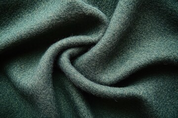 Fototapeta premium Elegant Dark Green Wool Fabric Texture Swirls Soft Drape Background