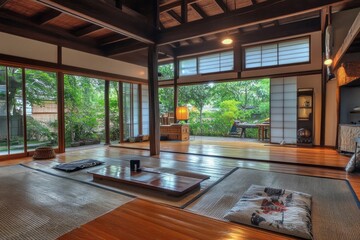 Tranquil Japanese Home Interior Design With Garden View