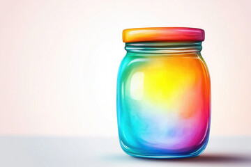 colorful jar with glowing pastel light effect, perfect for decor