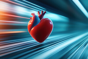 vibrant heart symbolizing love and emotion, surrounded by dynamic light trails