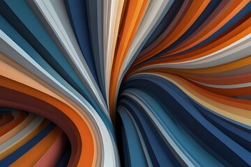 Multicolored abstract wallpaper with blue, white, and orange undulating lines, creating a 3D illusion. Generative AI