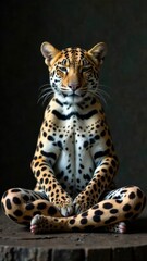 Leopard meditating in a yoga pose
