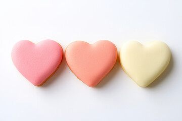 Fototapeta premium Delightful heart shaped cookies in pastel colors, perfect for celebrations