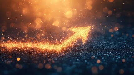 Sparkling Arrow Directional Sign on Dark Glitter Background