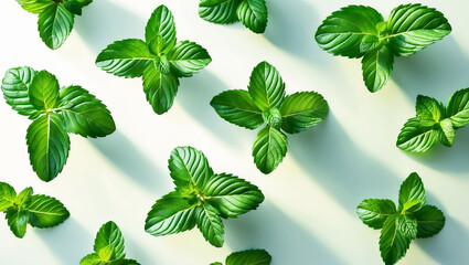 Fresh mint leaves isolate on white background