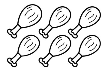 Chicken Drumstick Line Art Vector Bundle