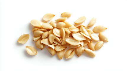 Raw Pumpkin Seeds on White Background for Health and Cooking Use