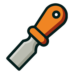 chisel wood carving hand tool flat color vector illustration template design