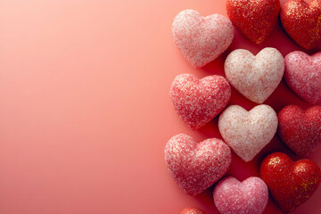 Obraz premium Pink background, hearts, Valentine's, copy space, love